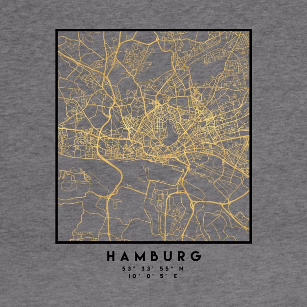 HAMBURG GERMANY CITY STREET MAP ART by deificusArt